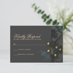 Cartons Réponse Gris Floral Abstrait Moody Bohemian Handfasting