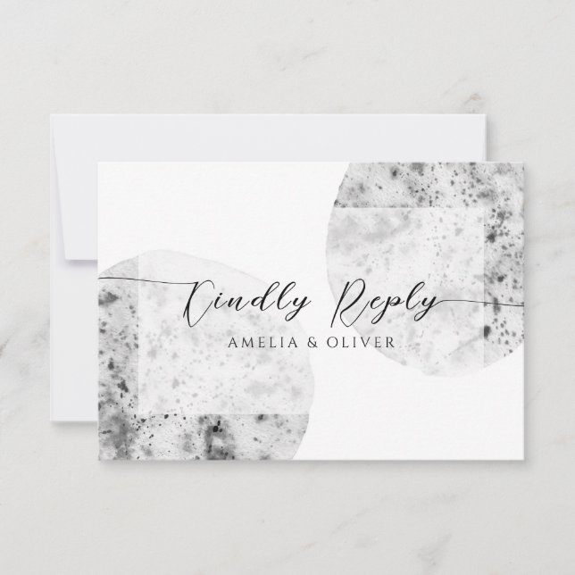 Cartons Réponse gris minimaliste | MARIAGE (Devant)