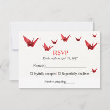 Grues en papier origami rouge mariage minimaliste