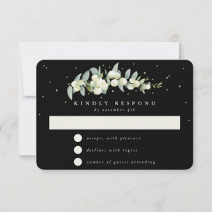 Cartons Réponse Guirlande de mariage baie de neige noire + eucalyp
