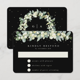 Cartons Réponse Guirlande de mariage Baies de neige noires et Euca
