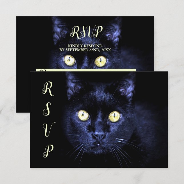 Cartons Réponse Halloween fête peur Chat noir Horreur Nuit (Devant / Derrière)