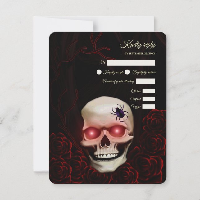 Cartons Réponse Halloween gothique rouge effrayant floral foncé mo (Devant)