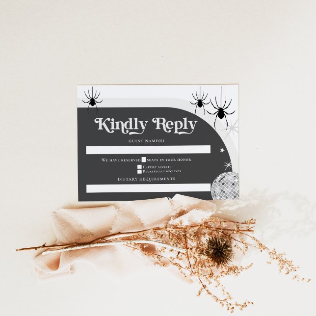 Cartons Réponse Halloween Retro Disco Spiders & Disco Ball Mariage (Créateur téléchargé)