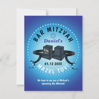 Cartons Réponse Happy Bar Mitzvah 20XX bleu décoratif