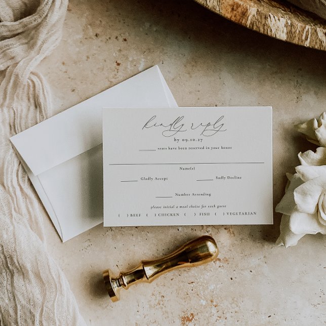 Cartons Réponse HARMONIE | Mariage de choix de repas vert olive (Créateur téléchargé)