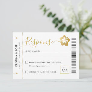 Cartons Réponse Hawaii Mariage Boarding Pass Ticket Destination
