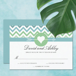 Cartons Réponse Heart Arrow Chevron Beach Mariage