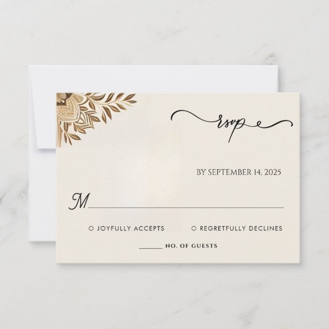 Cartons Réponse Henna Islam Nikah arabe Walima Mariage musulman (Devant)