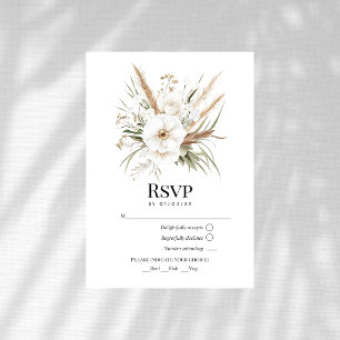 Cartons Réponse Herbe des Pampas Rustique Blanche Florale Bohème M