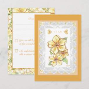 Cartons Réponse Hibiscus & dentelle JAUNE