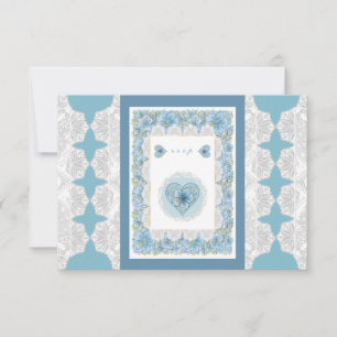 Cartons Réponse Hibiscus & dentelle TURQUOISE