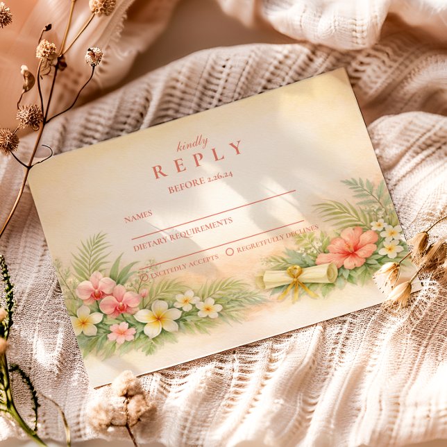 Cartons Réponse Hibiscus Floral Graduation Party (Créateur téléchargé)