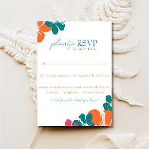 Cartons Réponse Hibiscus rose orange Turquoise tropical