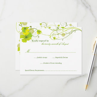 Cartons Réponse Hibiscus vert Mariage floral et hirondelle