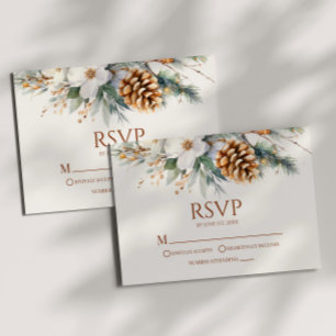 Cartons Réponse Hiver Floral Pine Tree Cone Mariage