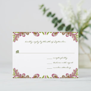 Cartons Réponse Honeysuckie & Chartreuse Vintage Paisley Mariage