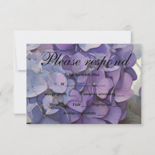 Cartons Réponse Hydrangeas élégants à l'aquarelle bleu violet pous