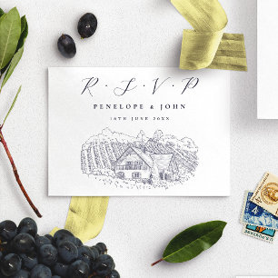Cartons Réponse Illustration de vignoble élégant Destination Maria