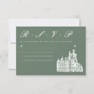 Cartons Réponse Illustration du château vintage Sage Mariage vert