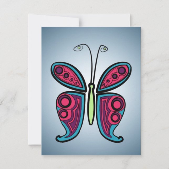 Cartons Réponse Illustration Papillon Colorée (Devant)