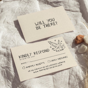 Cartons Réponse Illustration Rétro manuscrit Mariage original