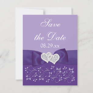 Cartons Réponse IMPRIMÉE BOW Purple White Floral Enregistrer la ca