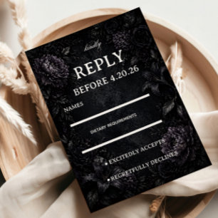 Cartons Réponse Informations Florales Gothiques Élégantes Sombres