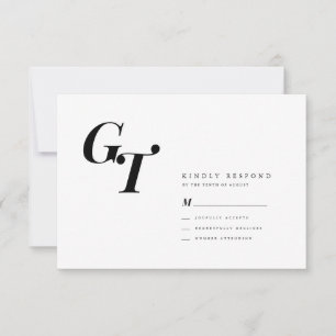 Cartons Réponse Initiales minimales   Moderne Elegant Chic Mariage