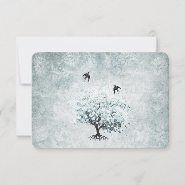 Cartons Réponse Inséparable victorien bleu Damask Heart Leaf Tree (Devant)