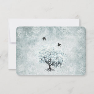 Cartons Réponse Inséparable victorien bleu Damask Heart Leaf Tree