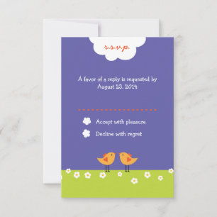 Cartons Réponse Inséparables de caricatures mignons (nuit) Mariage