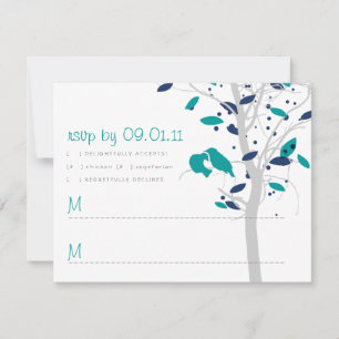 Cartons Réponse Inséparables en arbre - Turquoise et marine