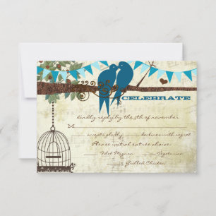 Cartons Réponse Inséparables turquoises assis dans un mariage d'ar