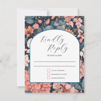 Cartons Réponse Intemporel : impression Vintage du Mariage Rose fo