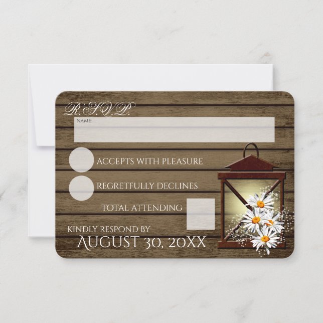 Cartons Réponse Intervention rustique en bois de grange et en lant (Devant)