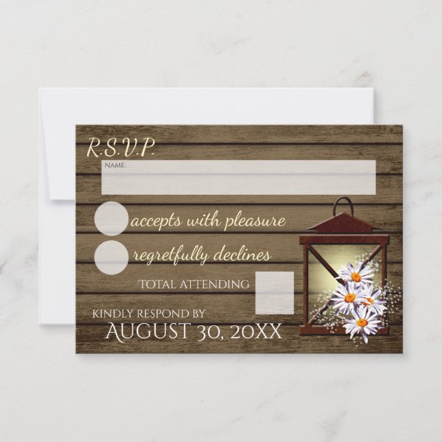 Cartons Réponse Intervention rustique en bois de grange et en lant (Devant)