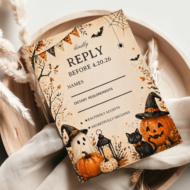 Cartons Réponse Invité Mignon et Effrayant d'Automne (Créateur téléchargé)