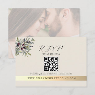 Cartons Réponse Ivoire Olive Photo QR Mariage
