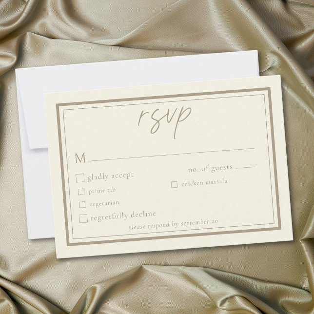 Cartons Réponse Ivory Cream Minimalist Frame Wedding (Ivory Cream Minimalist Frame Wedding RSVP Card)