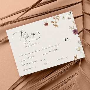 Cartons Réponse Ivory Fall Fleur sauvage Calligraphie Automne Mari