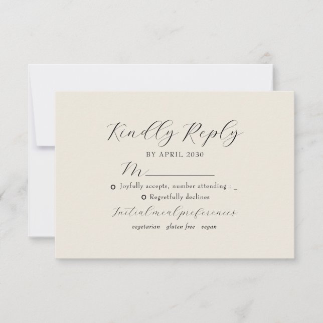 Cartons Réponse Ivory Floral Monogram Wedding (Devant)