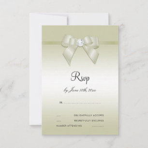 Cartons Réponse Ivory Gem Bow & Ribbon 14e anniversaire de Mariage