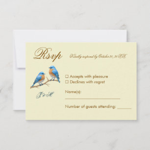 Cartons Réponse Ivory Pastel Lovebirds Romantique Bluebirds Mariag