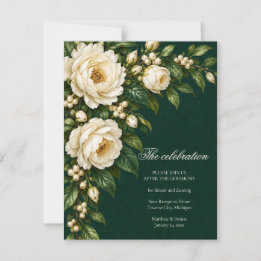 Cartons Réponse Ivory Roses & Emerald Wedding Reception