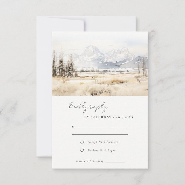 Cartons Réponse Jackson Hole Wyoming Watercolor Landscape Wedding (Devant)