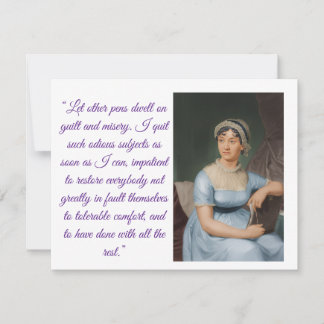 Cartons Réponse Jane Austen portrait plus quote (purpleFolded Card