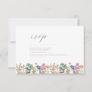 Cartons Réponse Jardin coloré Blus aquarelle Fleur sauvage mariage