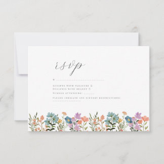 Cartons Réponse Jardin coloré Blus aquarelle Fleur sauvage mariage