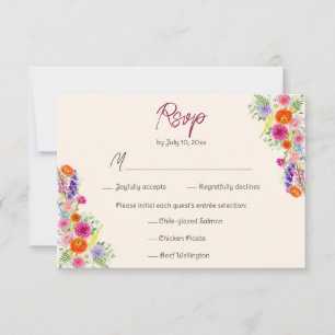 Cartons Réponse Jardin Coloré Fleurs Fleurissent Choix de Repas de